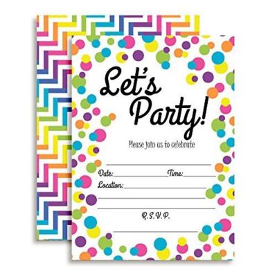 Rainbow Polka Dot Birthday Invitations 40pcs. by AmandaCreation Image 1