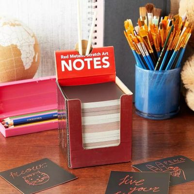 Rainbow Scratch Off Notes With 2 Wood Styluses Sticks (Red, 3.5 In, 300 Sheets) Image 2