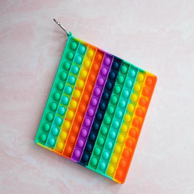 Rainbow Square 100-Button Silicone Pop Fidget Toy Image 2