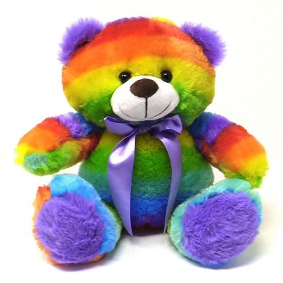 Rainbow Teddy Bear Plush Stuffed Animal Cuddly Soft 12 inch Image 1