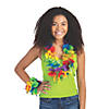 Rainbow Tinsel Hawaiian Polyester Leis- 12 Pc. Image 1