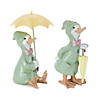 Raincoat Duck Figurine With Umbrella (Set Of 2) 9.5"H, 10.75"H Resin Image 1