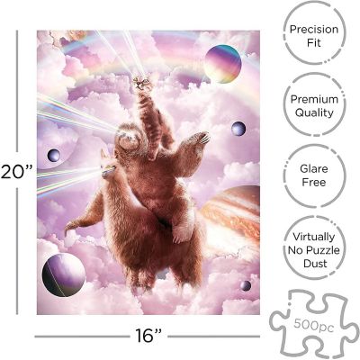 Random Galaxy Laser Eyes Cat Sloth Llama 500 Piece Jigsaw Puzzle Image 1