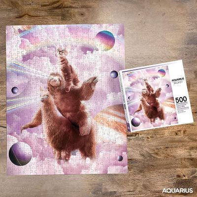 Random Galaxy Laser Eyes Cat Sloth Llama 500 Piece Jigsaw Puzzle Image 2