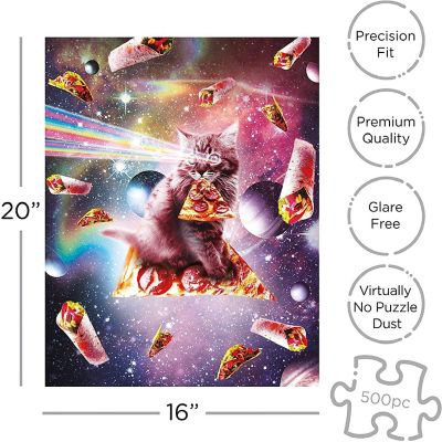 Random Galaxy Pizza Cat 500 Piece Jigsaw Puzzle Image 1