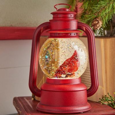 RAZ Imports 8&quot; Lighted Cardinal Water Globe, Red Battery-Operated Christmas Lamp Water Lantern Image 2