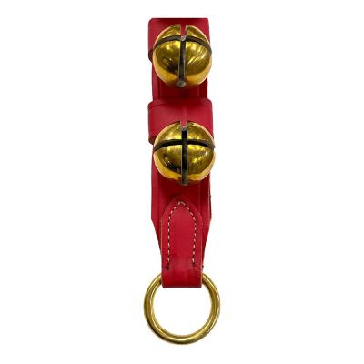 Red 10 Solid Brass Limited Bells Natural Leather Sleigh Bell Door Hanger Made US Image 1