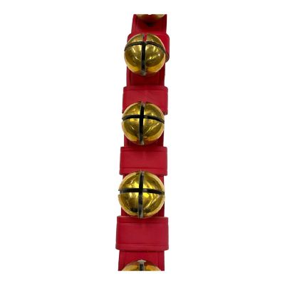 Red 10 Solid Brass Limited Bells Natural Leather Sleigh Bell Door Hanger Made US Image 2