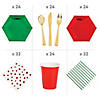 Red & Green Metallic Tableware Kit for 24 Image 1