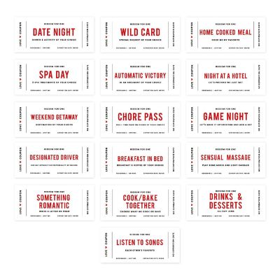 Red and White Love Coupons for Couples Image 1