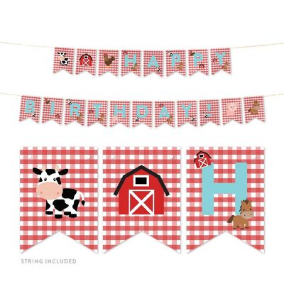Red Barnyard Birthday Banner - 4 x 5.5 Inch Image 1
