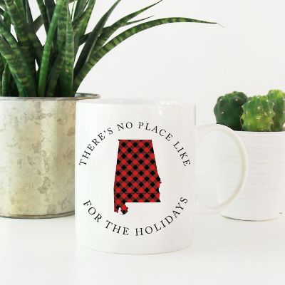 Red Buffalo Plaid Alabama Ceramic Mug Image 1