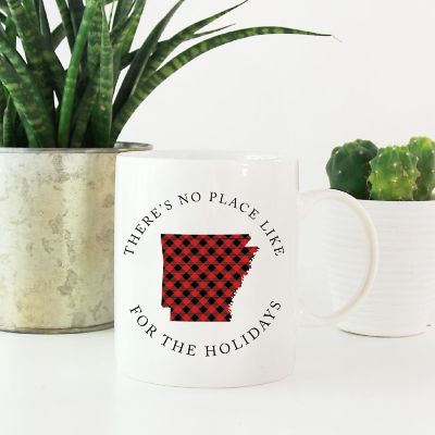 Red Buffalo Plaid Arkansas Ceramic Mug Image 1