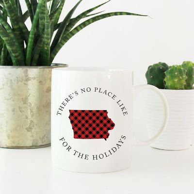 Red Buffalo Plaid Iowa Ceramic Mug Image 1