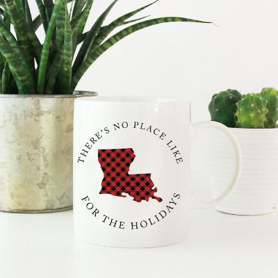 Red Buffalo Plaid Louisiana Ceramic Mug Image 1