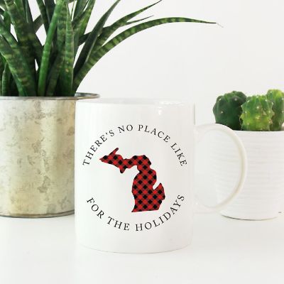 Red Buffalo Plaid Michigan Ceramic Mug Image 1