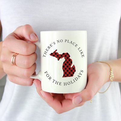 Red Buffalo Plaid Michigan Ceramic Mug Image 1