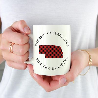 Red Buffalo Plaid Nebraska Ceramic Mug Image 1
