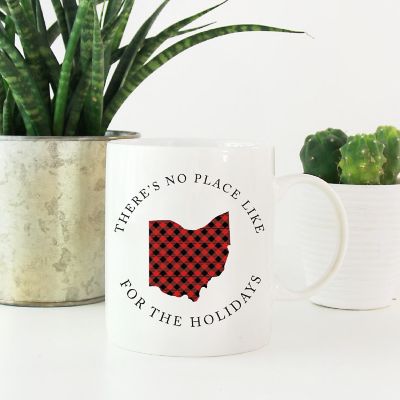 Red Buffalo Plaid Ohio Ceramic Mug Image 1