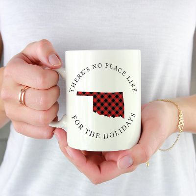 Red Buffalo Plaid Oklahoma Ceramic Mug Image 1
