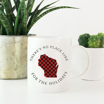 Red Buffalo Plaid Wisconsin Ceramic Mug Image 1