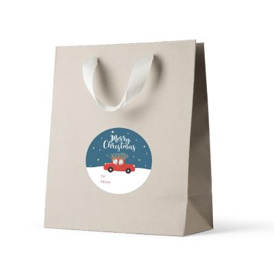 Red Christmas Car Tree To/From Labels Image 1