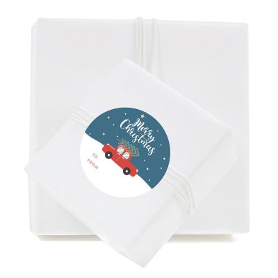 Red Christmas Car Tree To/From Labels Image 2
