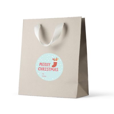 Red Christmas Stocking To/From Labels Image 1