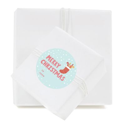 Red Christmas Stocking To/From Labels Image 2