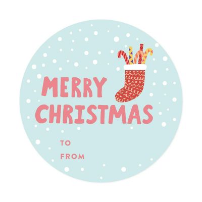 Red Christmas Stocking To/From Labels Image 3