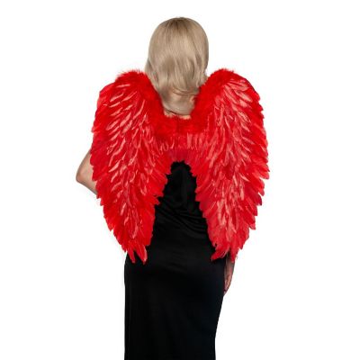 Red Feathered Wings Adult Costume Accessory Image 1