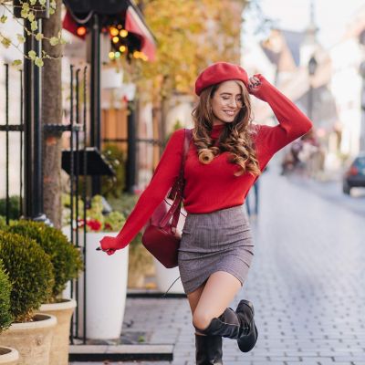 Red French Style Beret - Women's Classic Beret Hat for Casual Use - 1 Piece Image 2