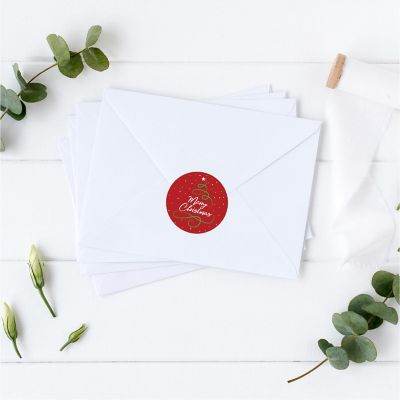 Red Green Christmas Calligraphy Labels Image 1