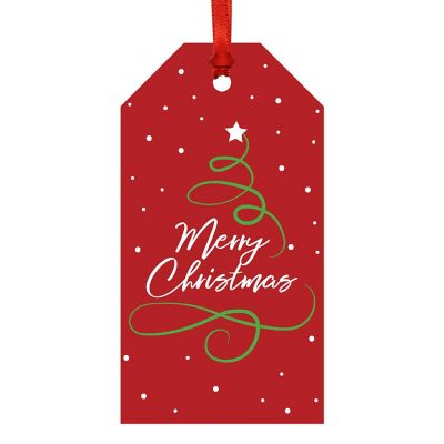 Red Green Christmas Calligraphy Tree Tag Image 3