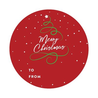 Red Green Christmas Tree To/From Labels Image 3