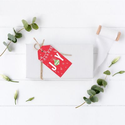 Red Green Stylish Christmas Joy Gift Tag Image 1