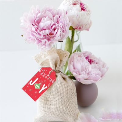 Red Green Stylish Christmas Joy Gift Tag Image 2