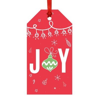 Red Green Stylish Christmas Joy Gift Tag Image 3