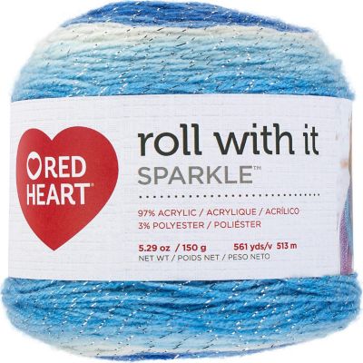 Red Heart Roll With It Sparkle Yarn-Krystal Image 1