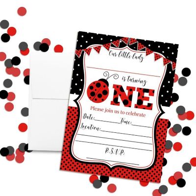 Red Ladybug 1st Birthday Invitations 40pc. by AmandaCreation Image 1