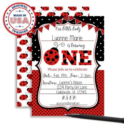 Red Ladybug 1st Birthday Invitations 40pc. by AmandaCreation Image 2