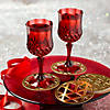 Red Patterned Plastic Wine Glasses with Gold Metallic Laser Cut Coasters - 24 Pc. Image 1