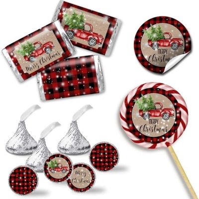 Red Plaid Snowy Pickup Sticker Bundle 429pc. by AmandaCreation Image 1