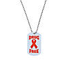 Red Ribbon Week Dog Tag Necklaces - 12 Pc. Image 1