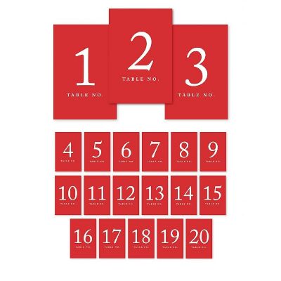 Red Table Numbers 1 20 4x6 Image 1