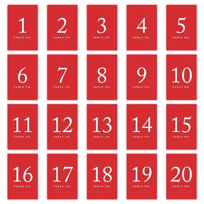 Red Table Numbers 1 20 4x6 Image 3