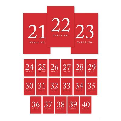 Red Table Numbers 21 40 4x6 Image 1