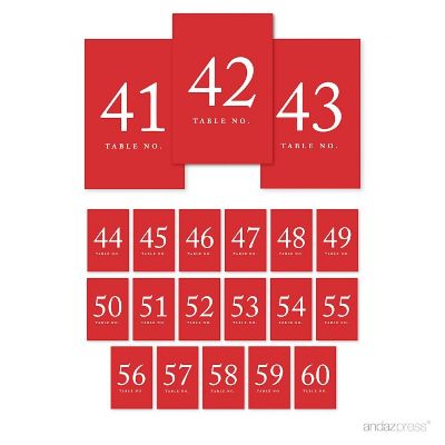 Red Table Numbers 41 60 4x6 Image 1