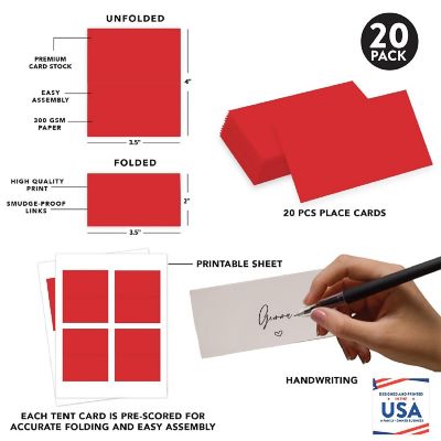 Red Table Tent Place Cards 20-Pack Image 1
