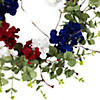 Red  white and Blue Hydrangea and Eucalyptus Patriotic Artificial Wreath Image 1